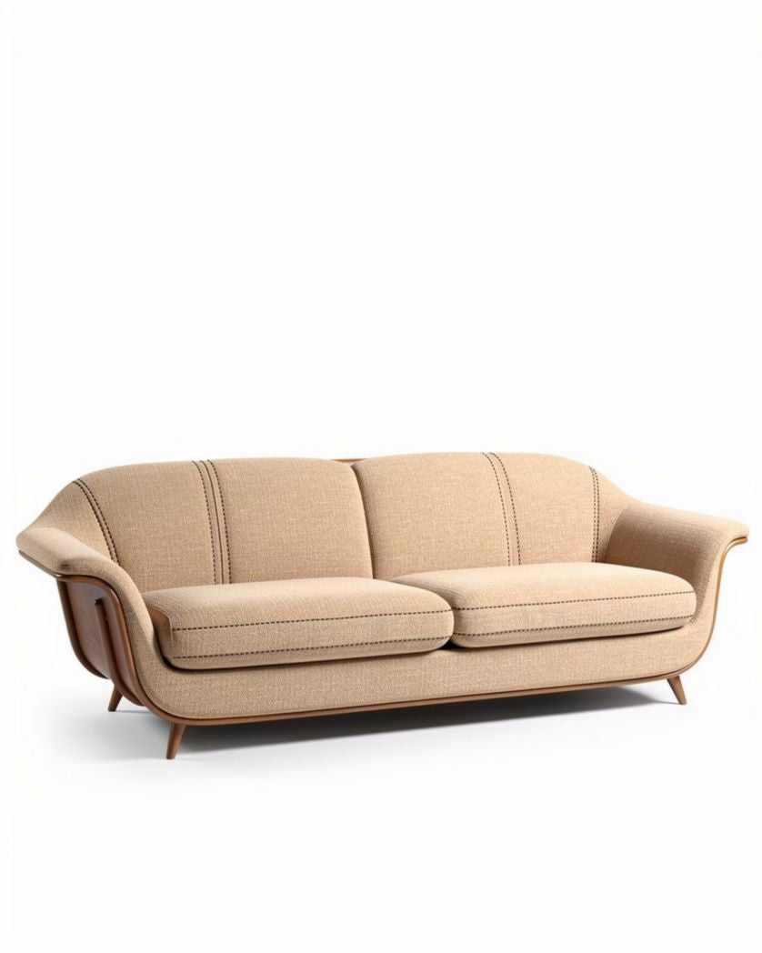 Canapé en tissu pour salon avec accoudoirs en bois - 180 x 90 x 75cm