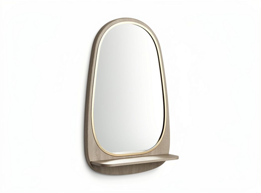 Miroir mural avec étagère en bois - pour décoration et rangement - 80 x 50 x 5cm