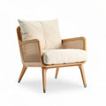 Fauteuil en rotin pour espace de vie - coussin en tissu - 80 x 80 x 85cm