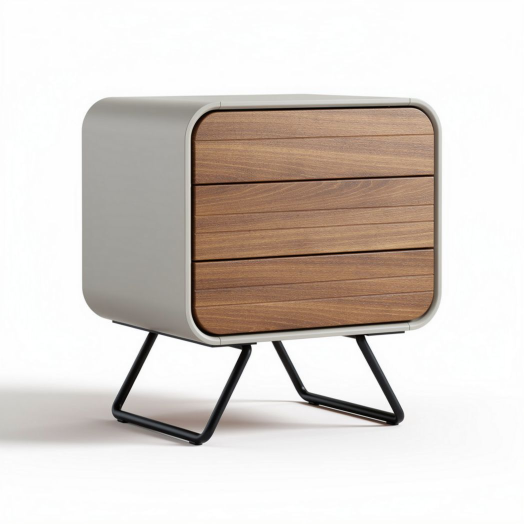 Table de chevet pour chambre en bois et métal - 45 x 40 x 40cm
