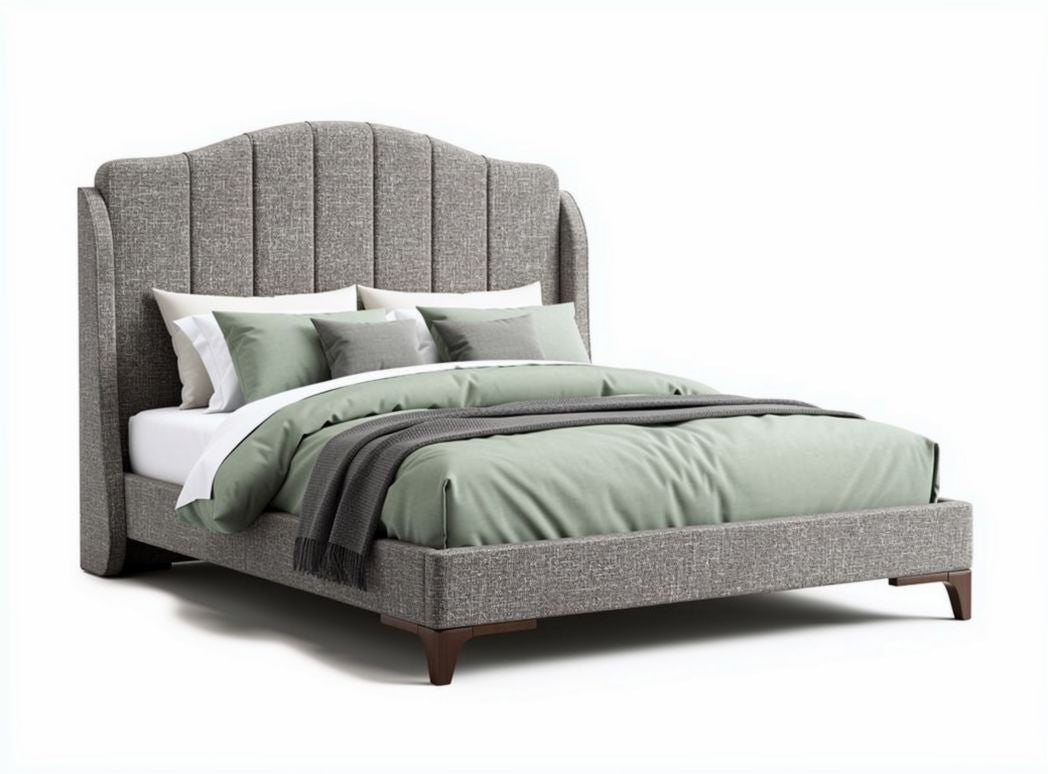 Lit en tissu pour chambre à coucher avec matelas inclus - 202 x 160 x 100cm