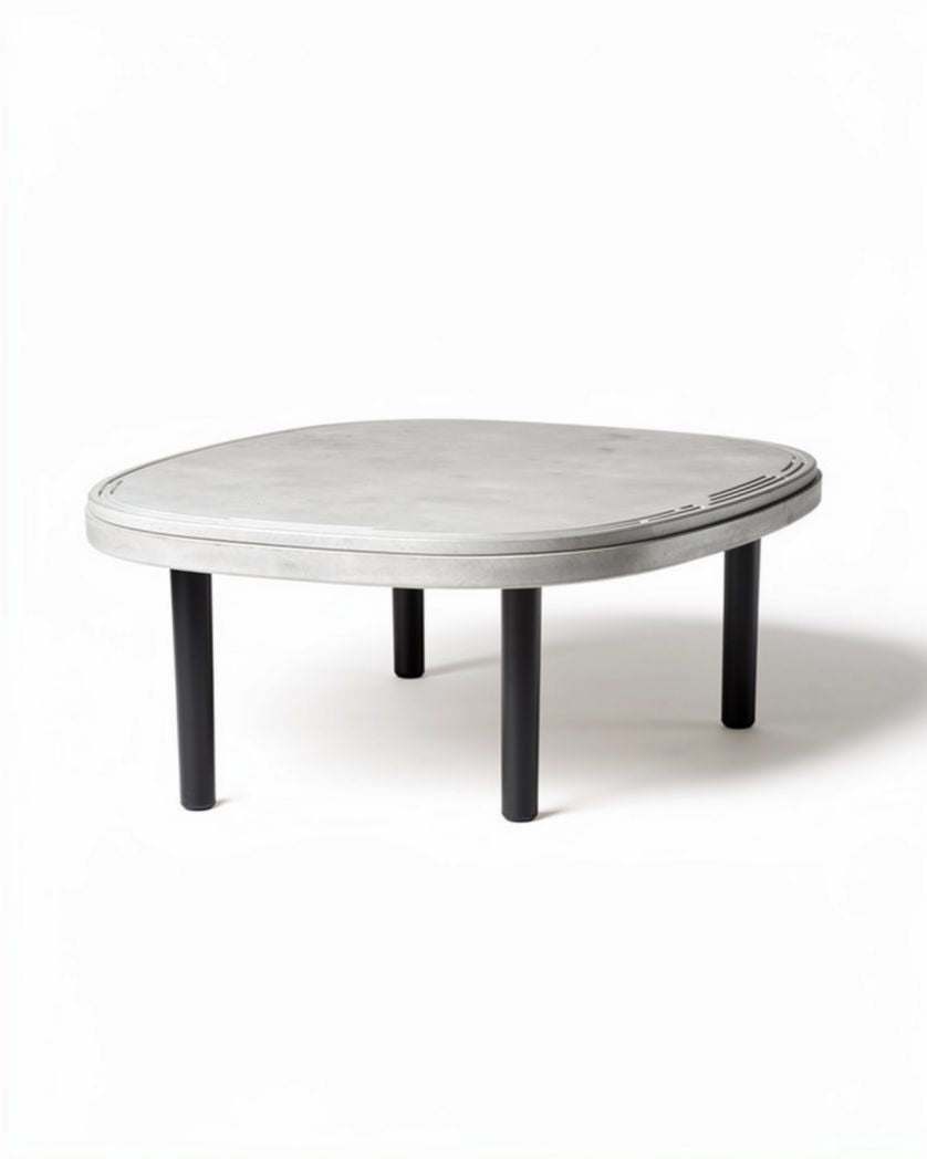 Table basse en béton pour salon avec pieds en métal - 80 x 80 x 30cm