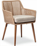 Chaise en rotin pour salle à manger ou terrasse avec coussin en tissu - 60 x 60 x 85cm