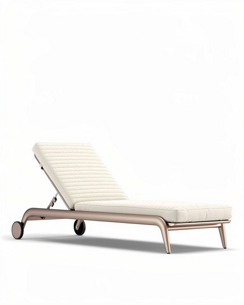 Chaise longue en aluminium avec matelas en mousse pour extérieur - 200 x 70 x 30cm