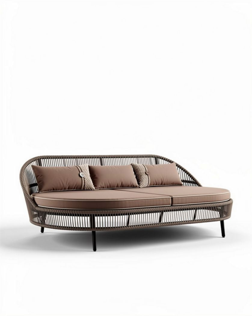 Sofa d'extérieur en rotin synthétique pour terrasse ou jardin - 200 x 90 x 80cm