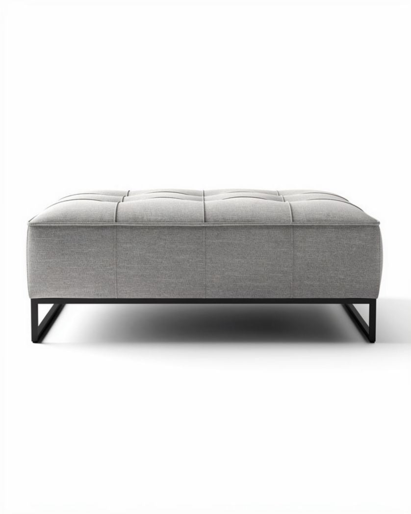 Pouf en tissu pour salon ou chambre à coucher avec structure en métal - 80 x 80 x 40cm